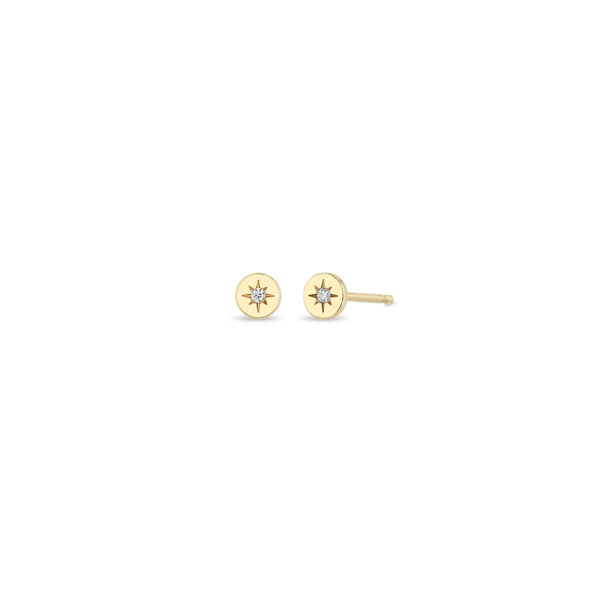 14k Itty Bitty Star Set Diamond Disc Stud sold by Zoe Chicco product image thumbnail 2