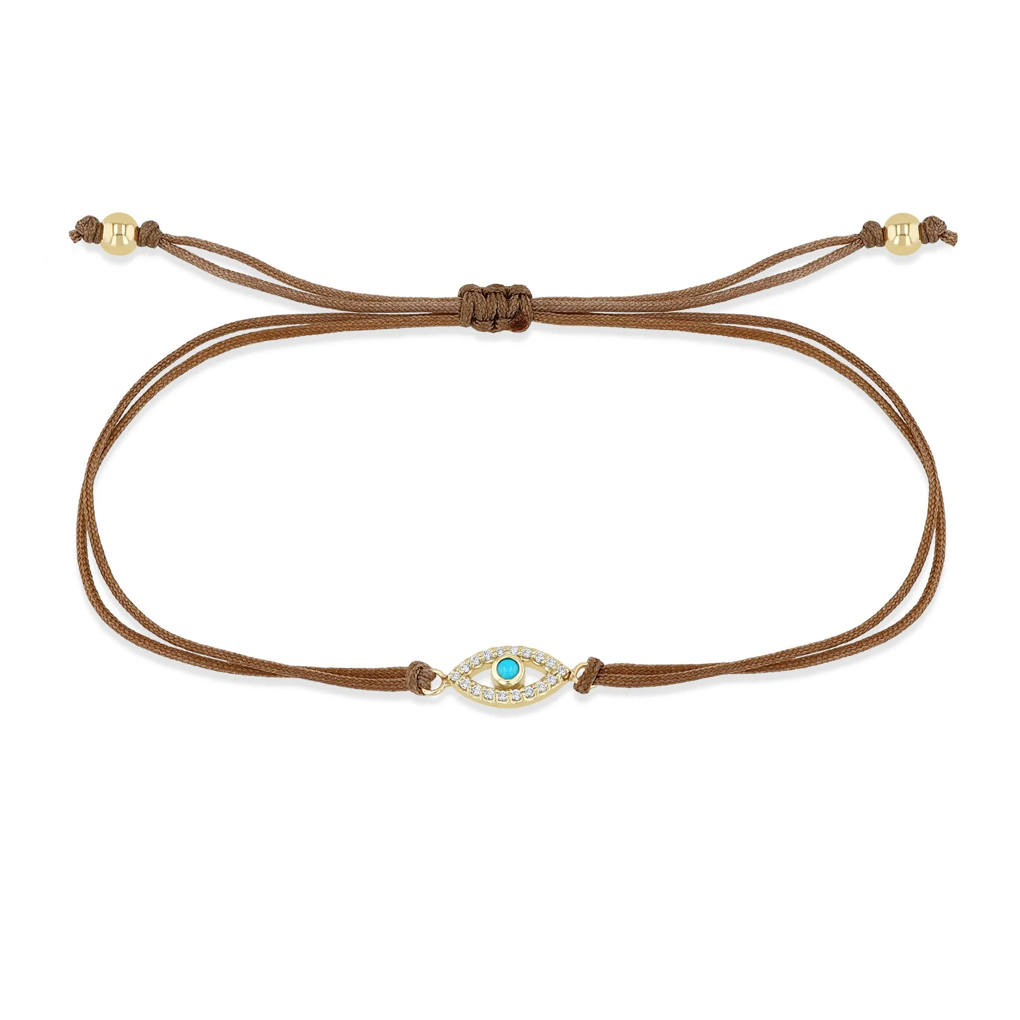14k Turquoise & Diamond Evil Eye Cord Bracelet sold by Zoe Chicco