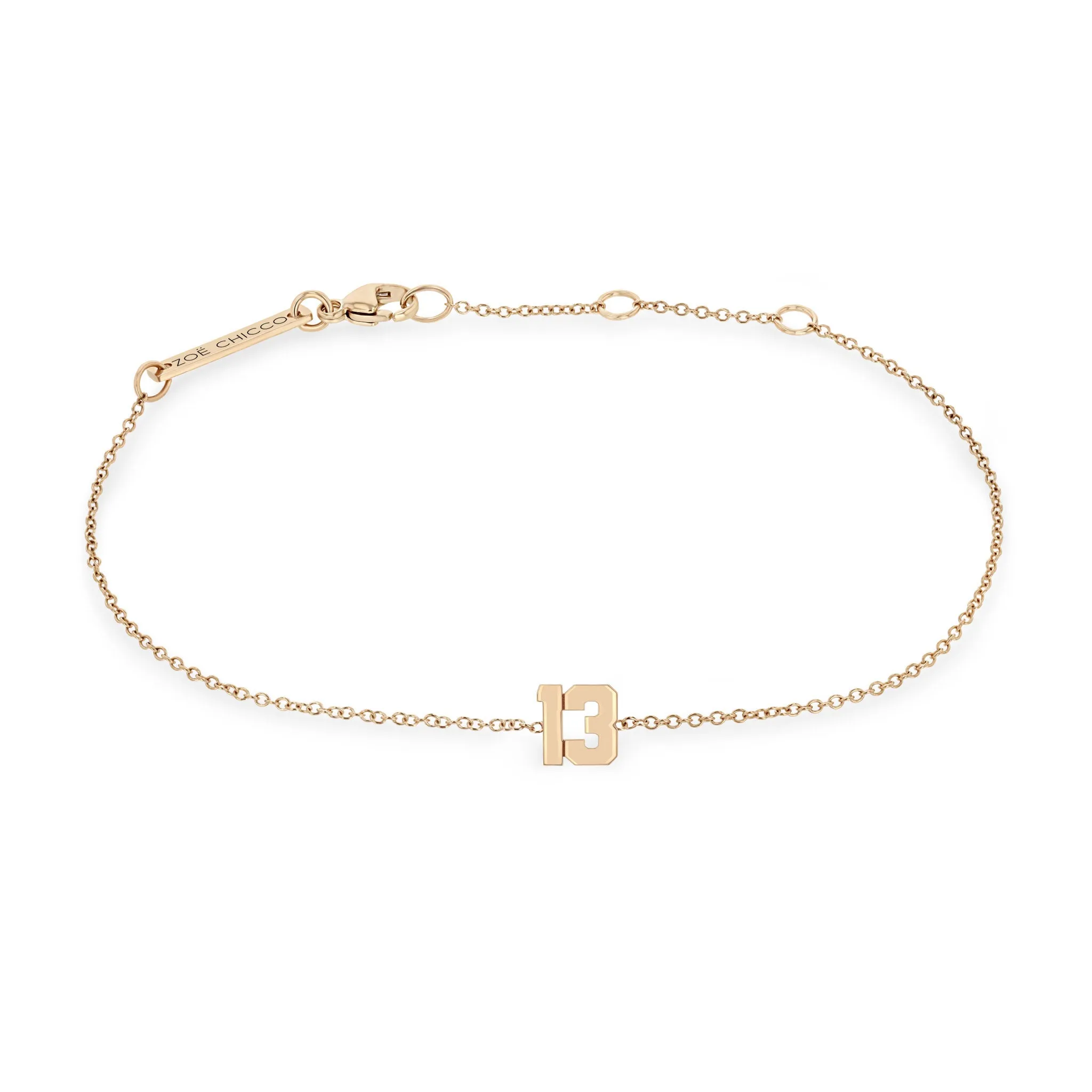14k Gold Custom Varsity Number Bracelet sold by Zoe Chicco product image thumbnail 5