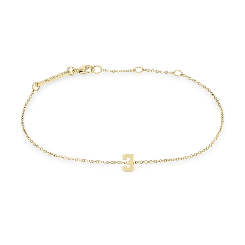 14k Gold Custom Varsity Number Bracelet sold by Zoe Chicco