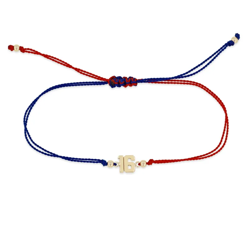 14k Gold Custom Varsity Number Cord Bracelet sold by Zoe Chicco