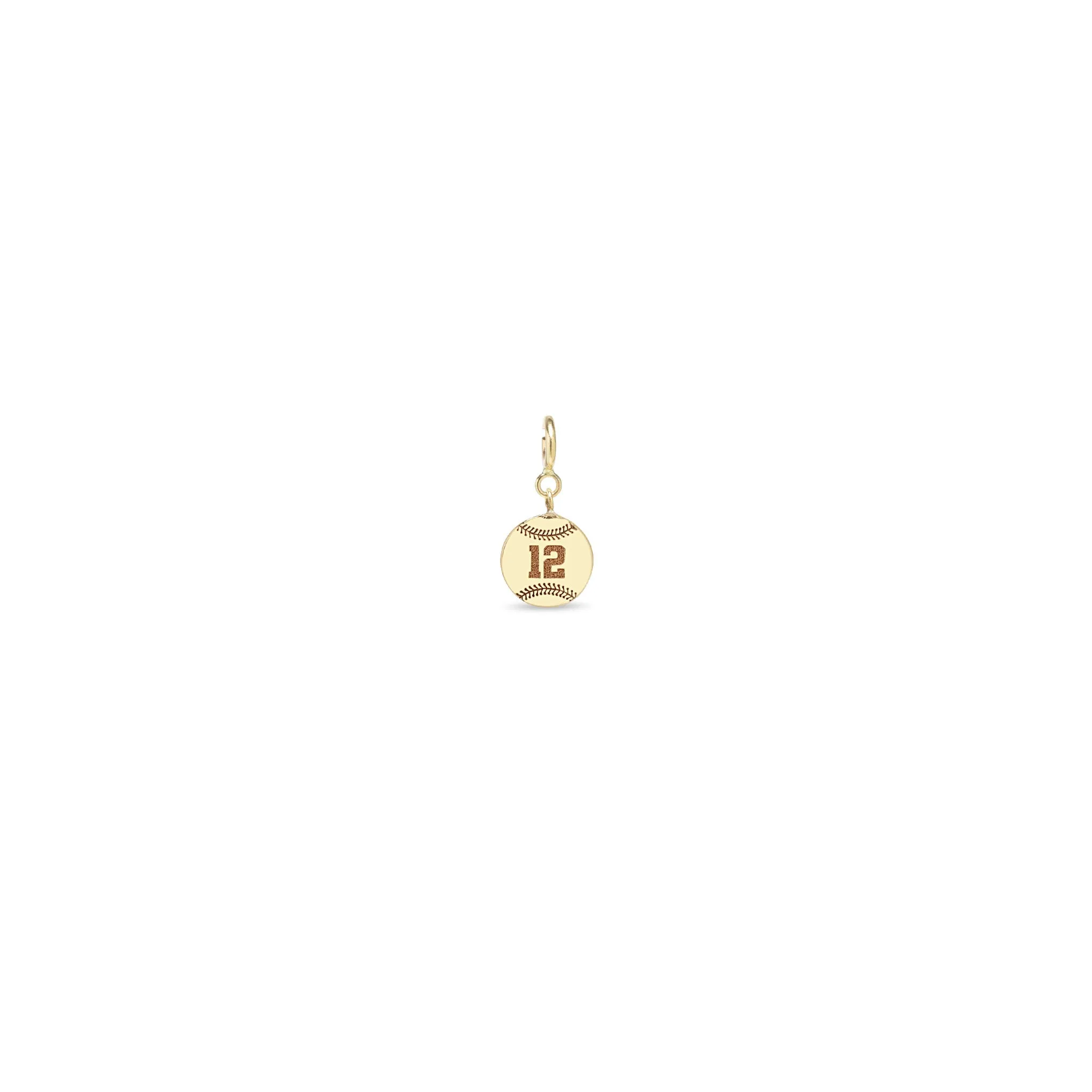 14k Single Midi Bitty Personalized Jersey Number Baseball Charm sold by Zoe Chicco product image thumbnail 2