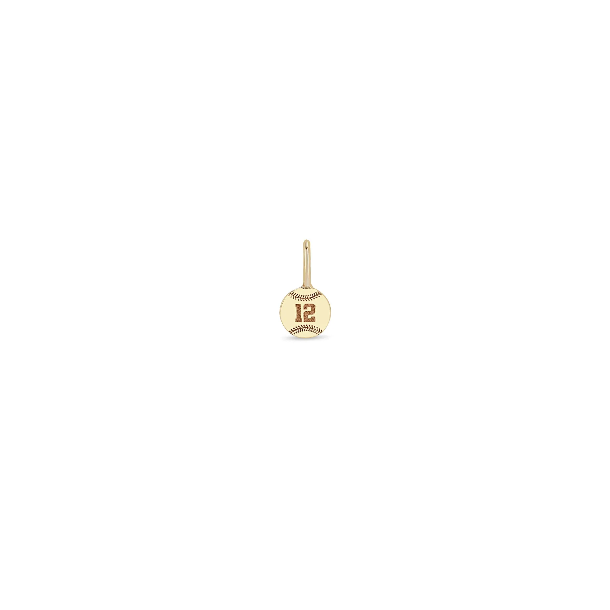 14k Single Midi Bitty Personalized Jersey Number Baseball Charm sold by Zoe Chicco