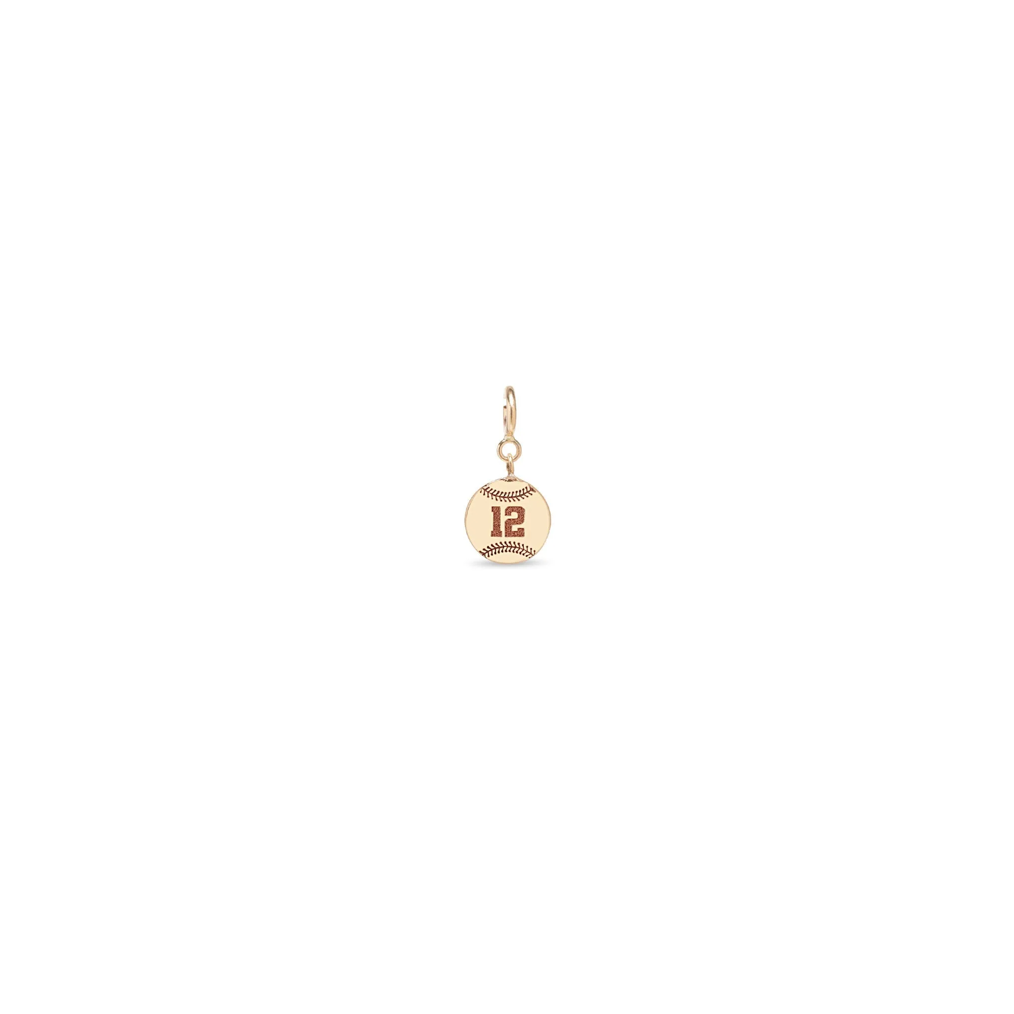 14k Single Midi Bitty Personalized Jersey Number Baseball Charm sold by Zoe Chicco product image thumbnail 4