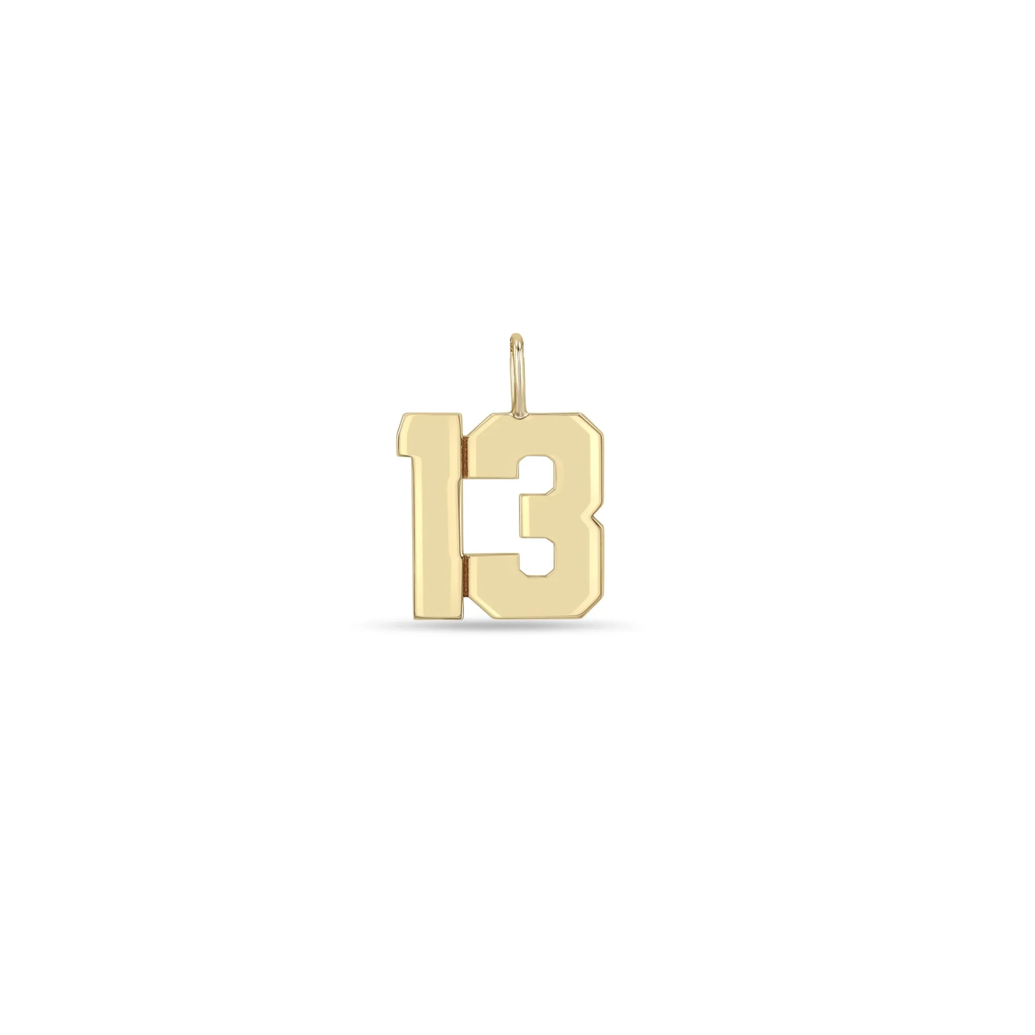 14k Single Custom Large Varsity Number Charm Pendant sold by Zoe Chicco