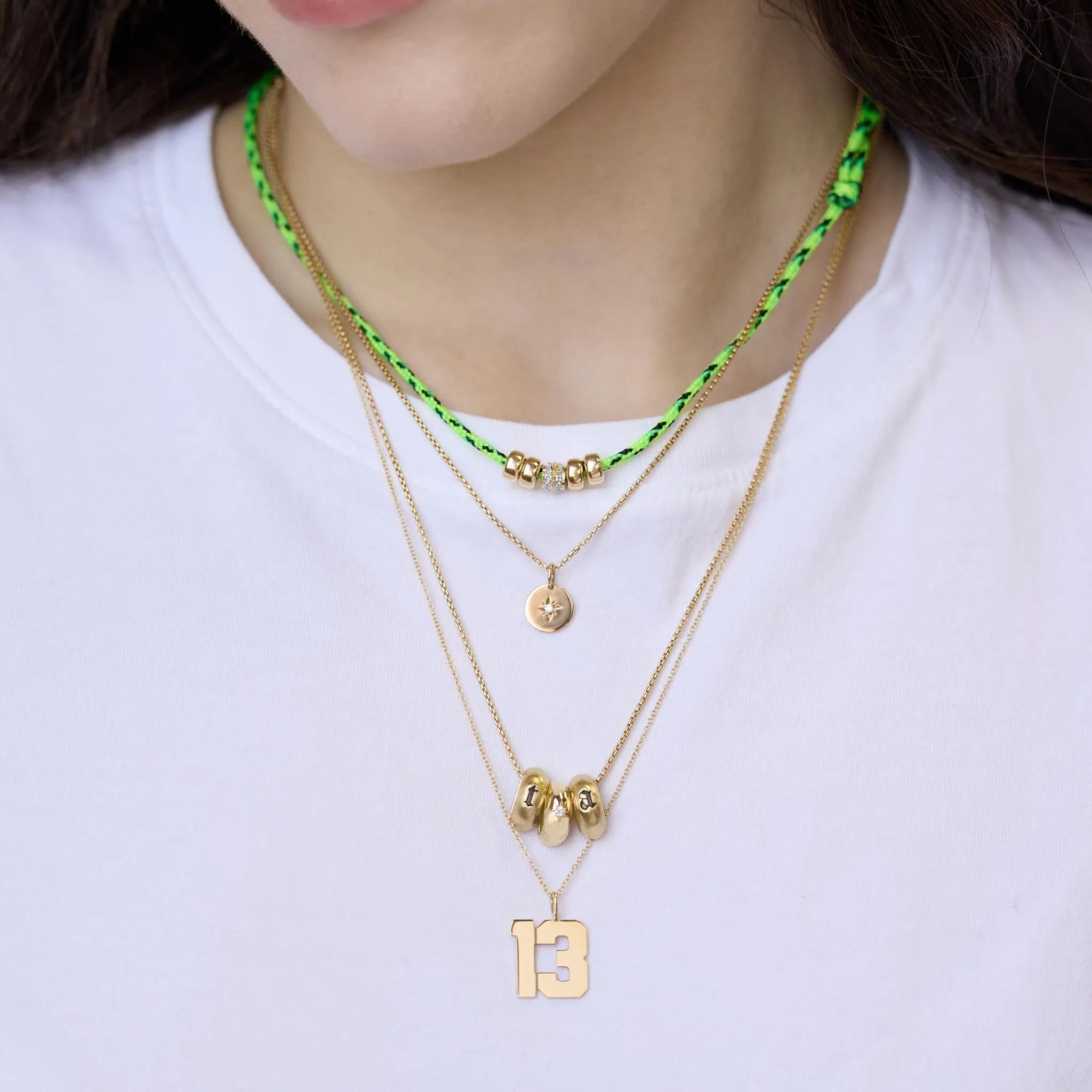 14k Single Custom Large Varsity Number Charm Pendant sold by Zoe Chicco product image thumbnail 2
