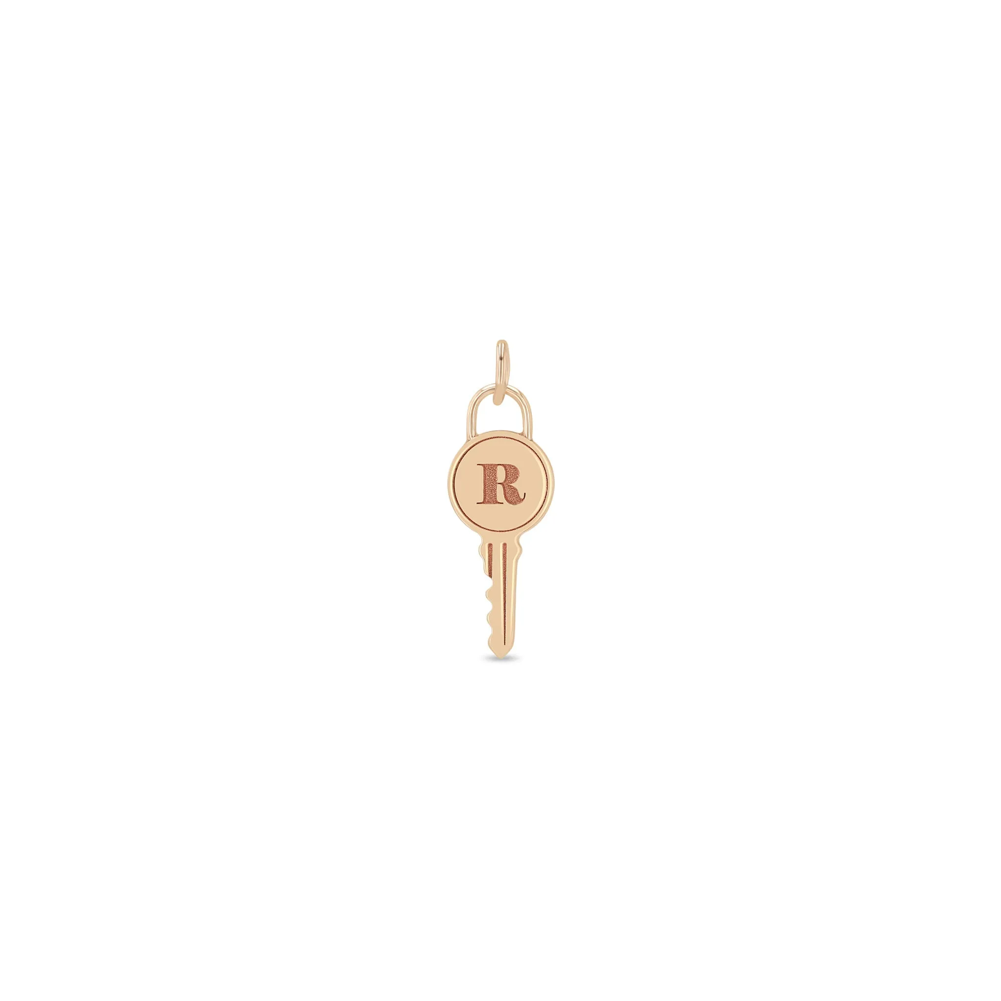 14k Single Engraved Initial Letter Key Charm Pendant sold by Zoe Chicco product image thumbnail 2