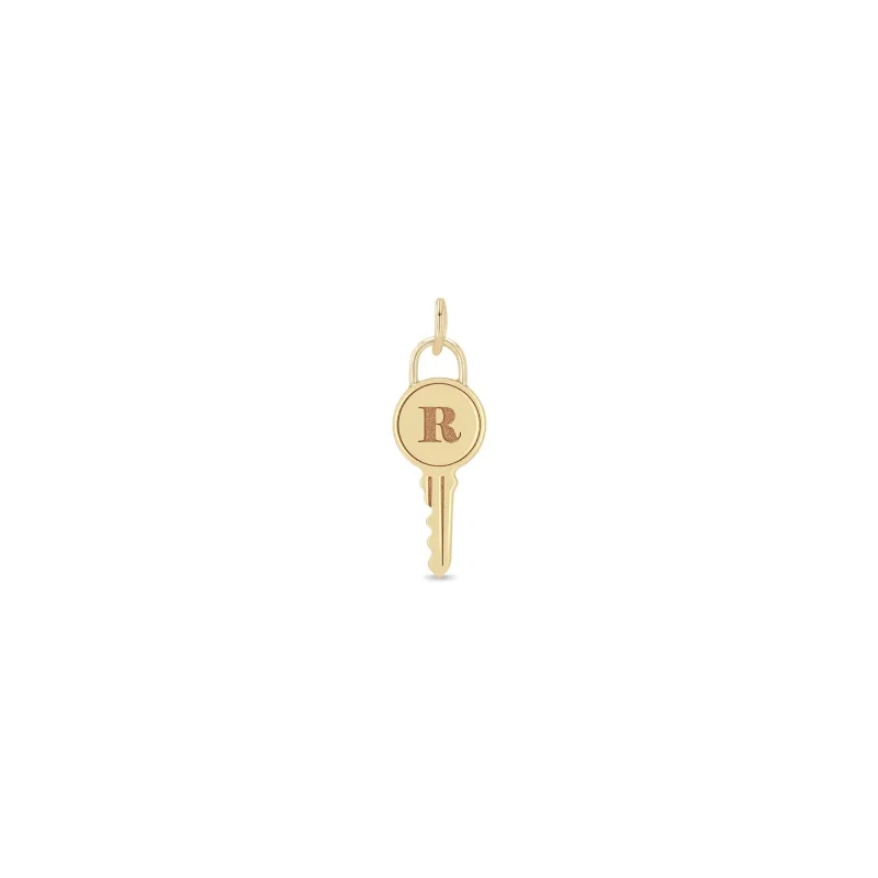 14k Single Engraved Initial Letter Key Charm Pendant sold by Zoe Chicco