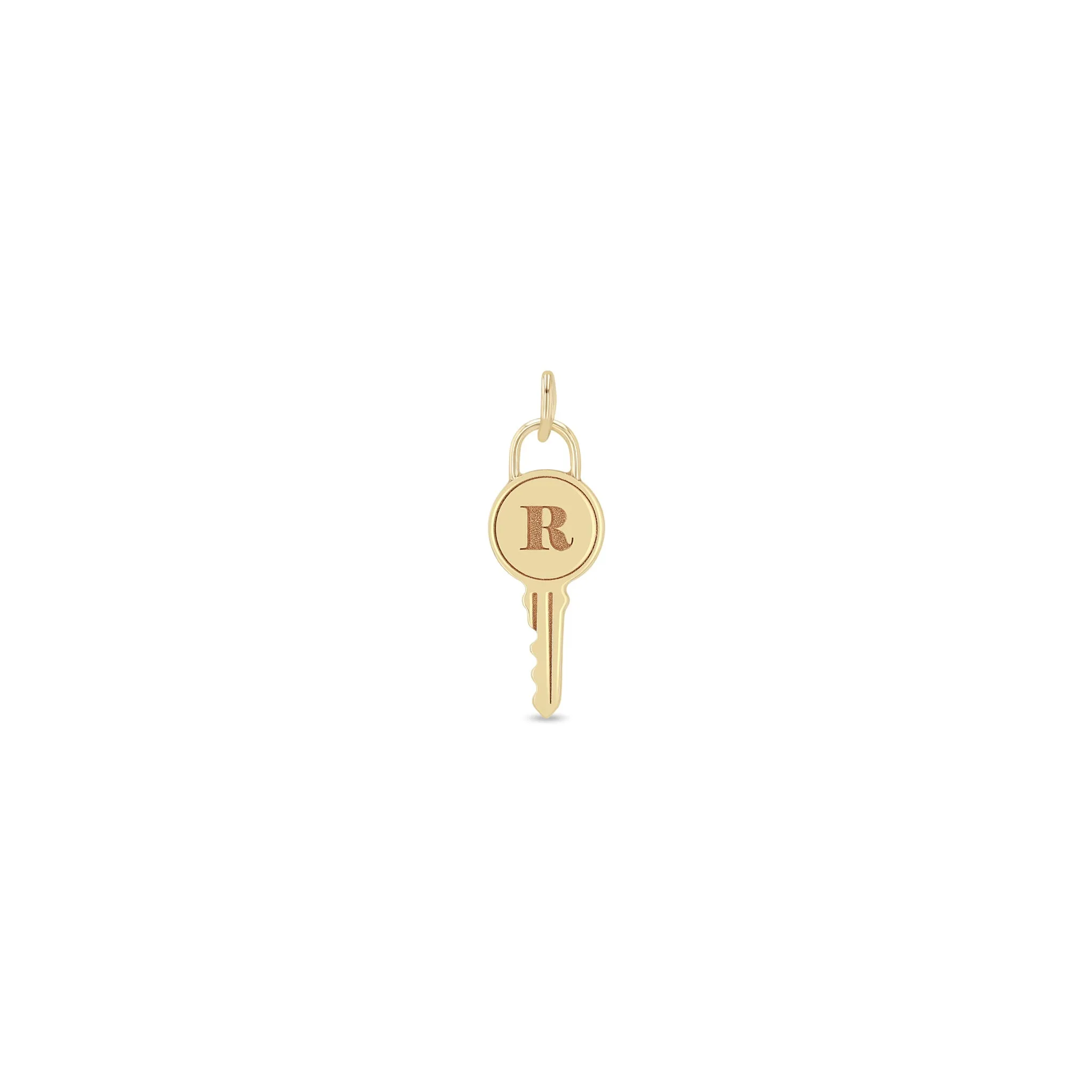 14k Single Engraved Initial Letter Key Charm Pendant sold by Zoe Chicco
