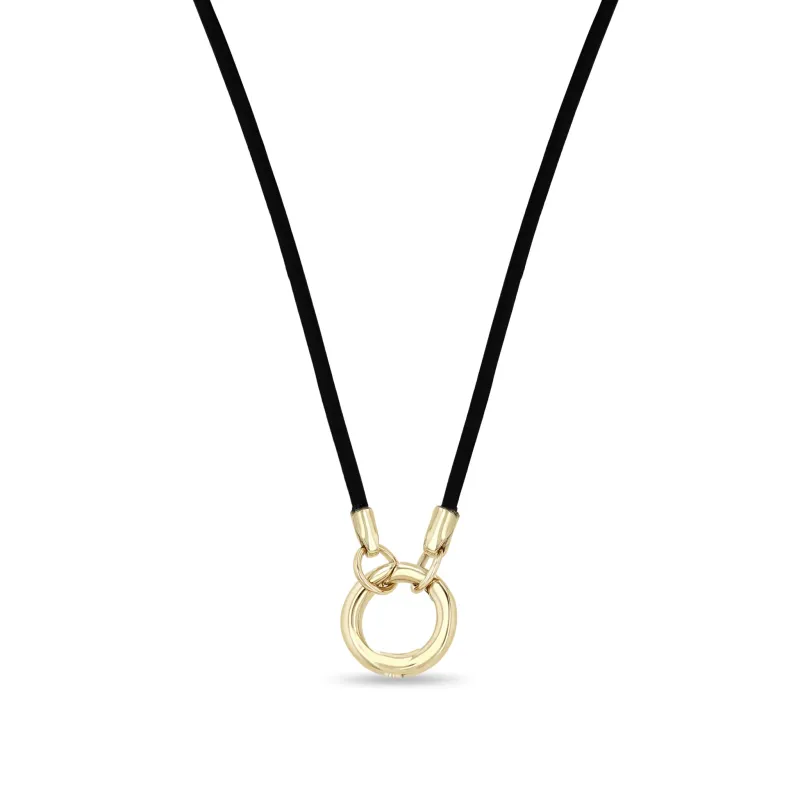 14k Round Enhancer Leather Cord Necklace sold by Zoe Chicco