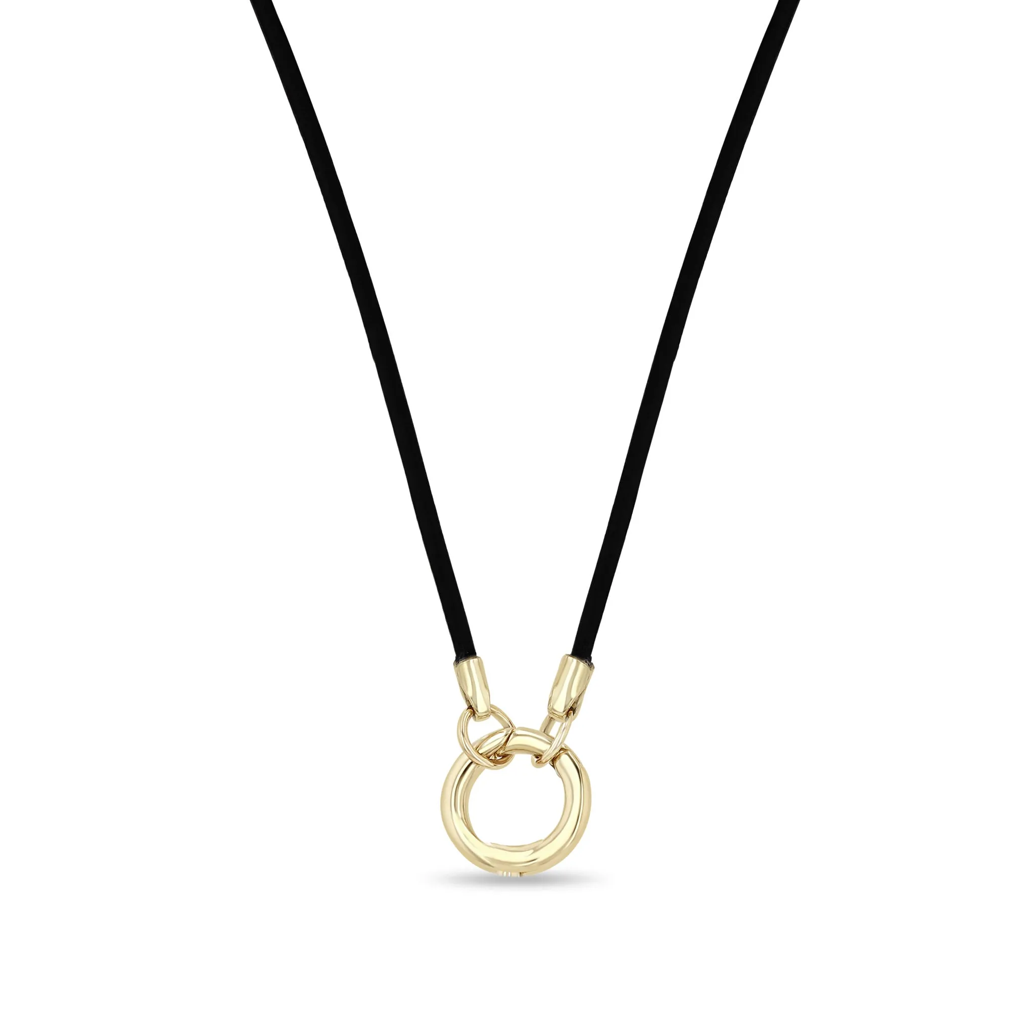14k Round Enhancer Leather Cord Necklace sold by Zoe Chicco