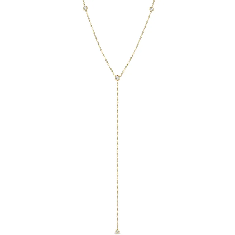 14k 4 Floating Diamonds Lariat Necklace sold by Zoe Chicco