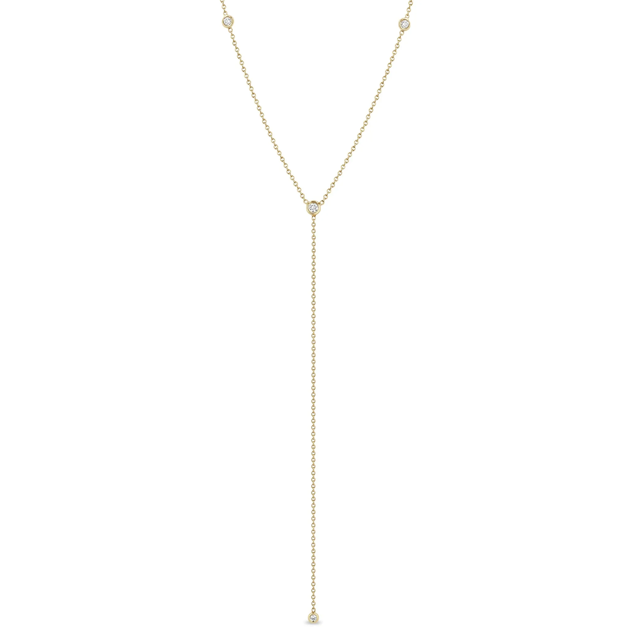 14k 4 Floating Diamonds Lariat Necklace sold by Zoe Chicco
