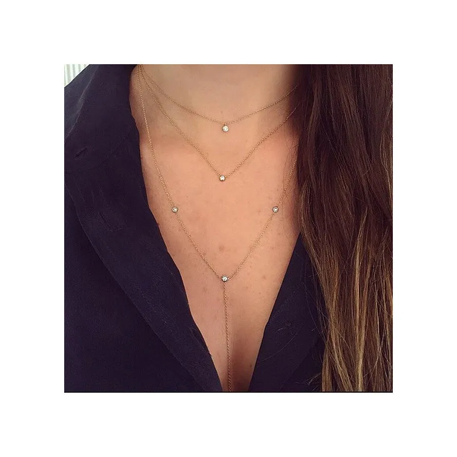 14k 4 Floating Diamonds Lariat Necklace sold by Zoe Chicco product image thumbnail 2