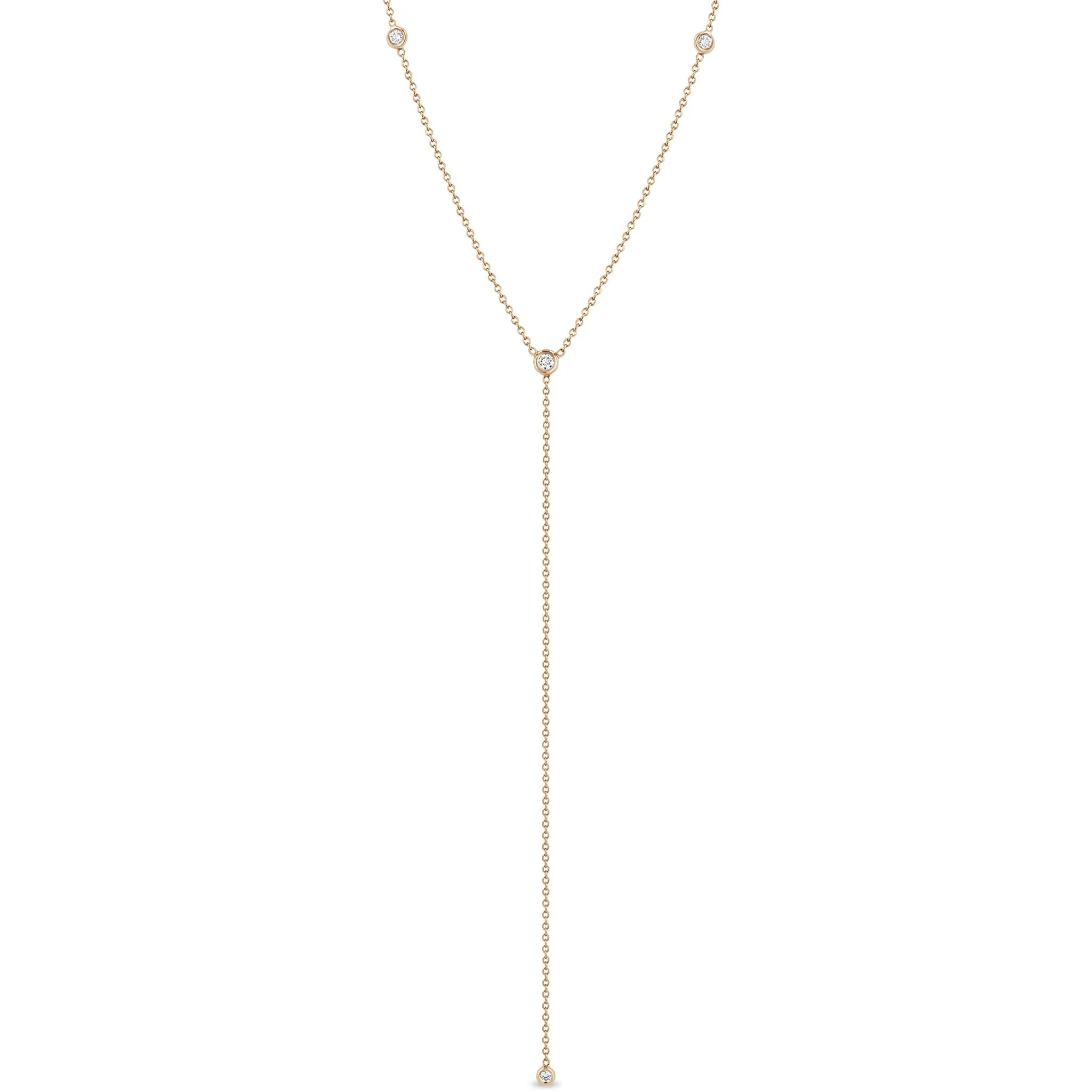 14k 4 Floating Diamonds Lariat Necklace sold by Zoe Chicco product image thumbnail 3