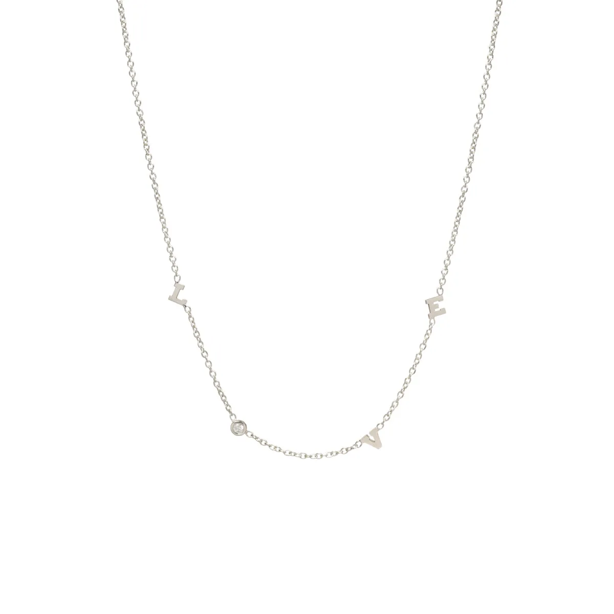 14k Itty Bitty Scattered LOVE with Diamond Necklace - SALE sold by Zoe Chicco product image thumbnail 2