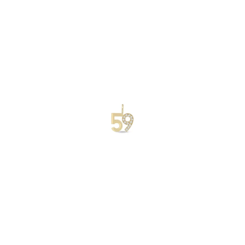 14k Single Custom Gold Number with 1 Pavé Diamond Digit Charm Pendant made by Zoe Chicco