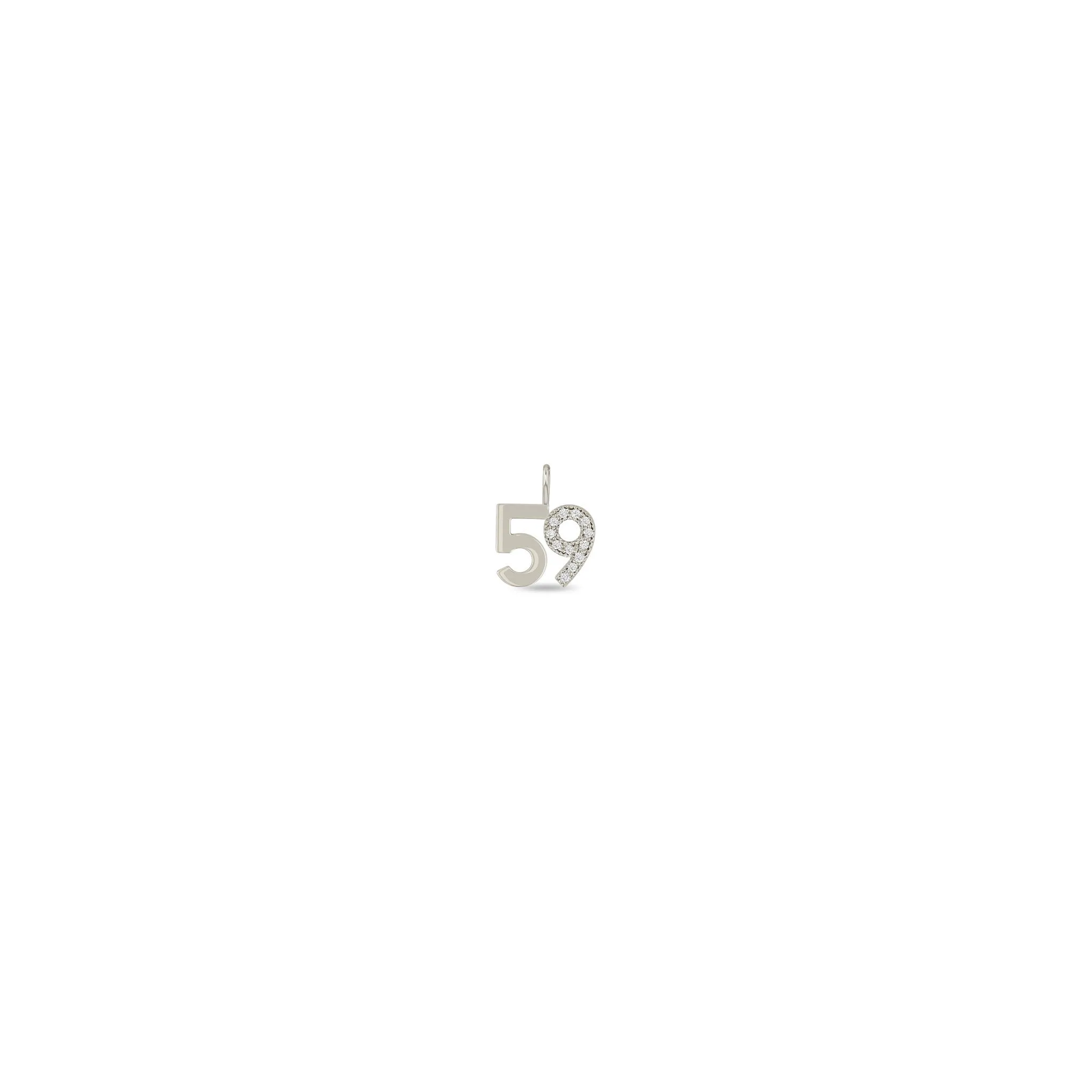 14k Single Custom Gold Number with 1 Pavé Diamond Digit Charm Pendant sold by Zoe Chicco product image thumbnail 5
