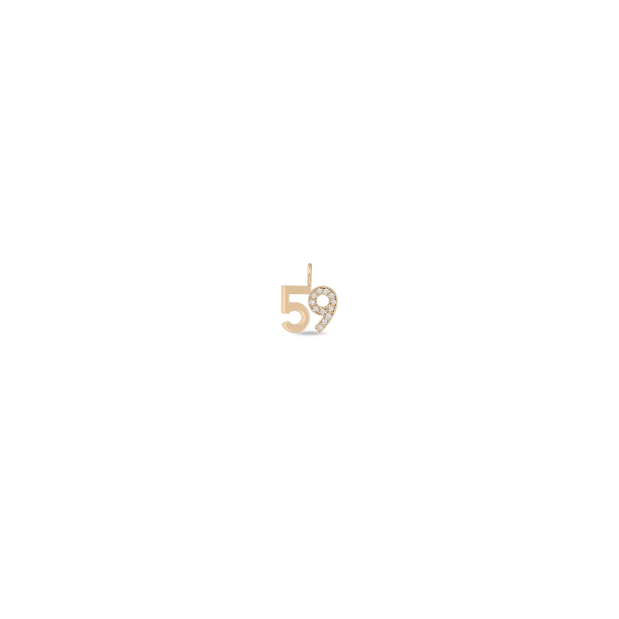 14k Single Custom Gold Number with 1 Pavé Diamond Digit Charm Pendant sold by Zoe Chicco product image thumbnail 3
