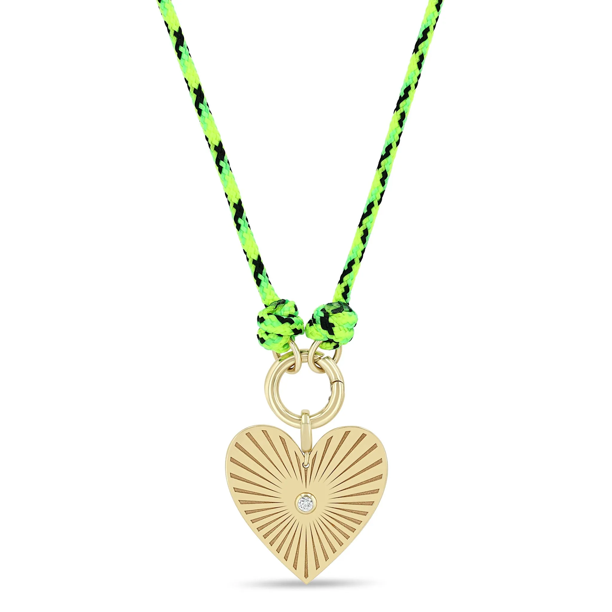 14k Large Radiant Heart Medallion Paracord Necklace sold by Zoe Chicco