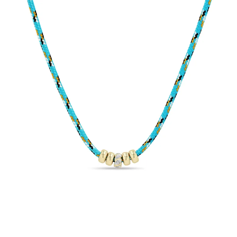 14k 5mm Gold & 1 Twisted Diamond Rondelle Bead Paracord Necklace sold by Zoe Chicco