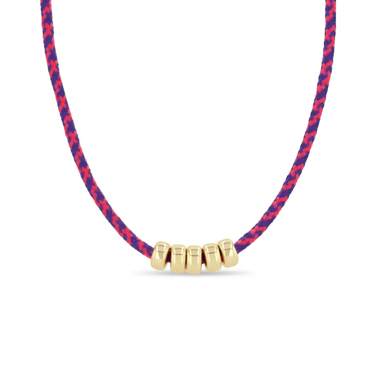 14k 6mm Gold Rondelle Bead Paracord Necklace sold by Zoe Chicco