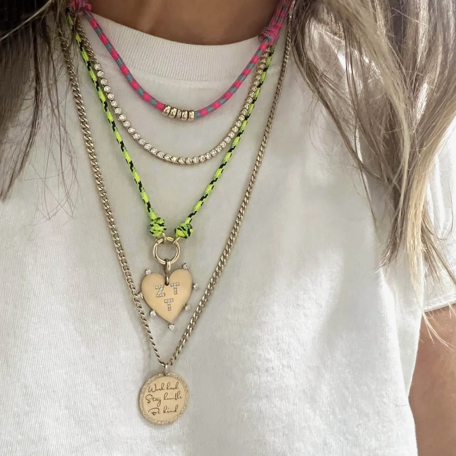 14k 5mm Gold & Diamond Rondelle Bead Paracord Necklace sold by Zoe Chicco product image thumbnail 2