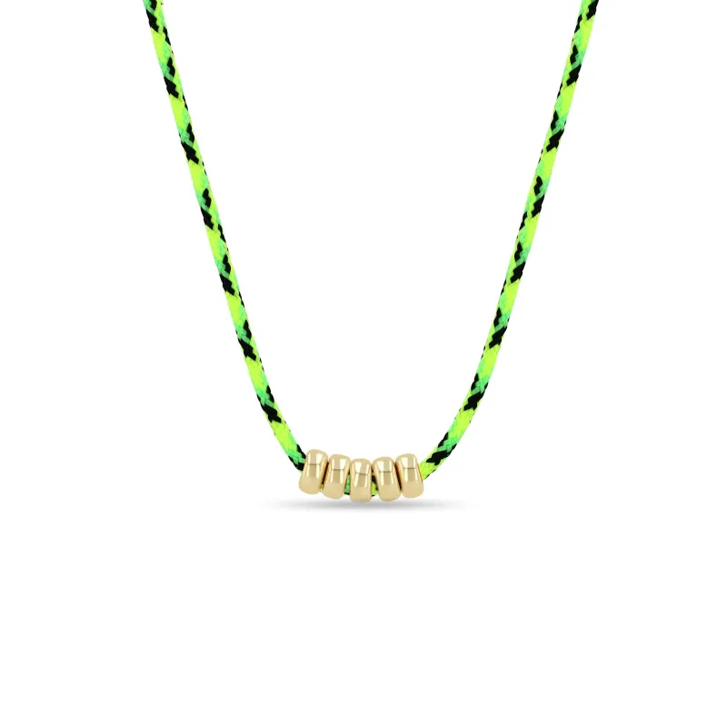 14k 5mm Gold Rondelle Bead Paracord Necklace sold by Zoe Chicco