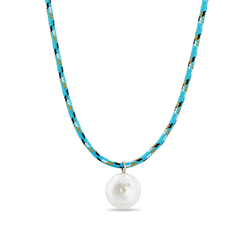 14k Reversible Black & White Diamond Pearl Disc Paracord Necklace sold by Zoe Chicco
