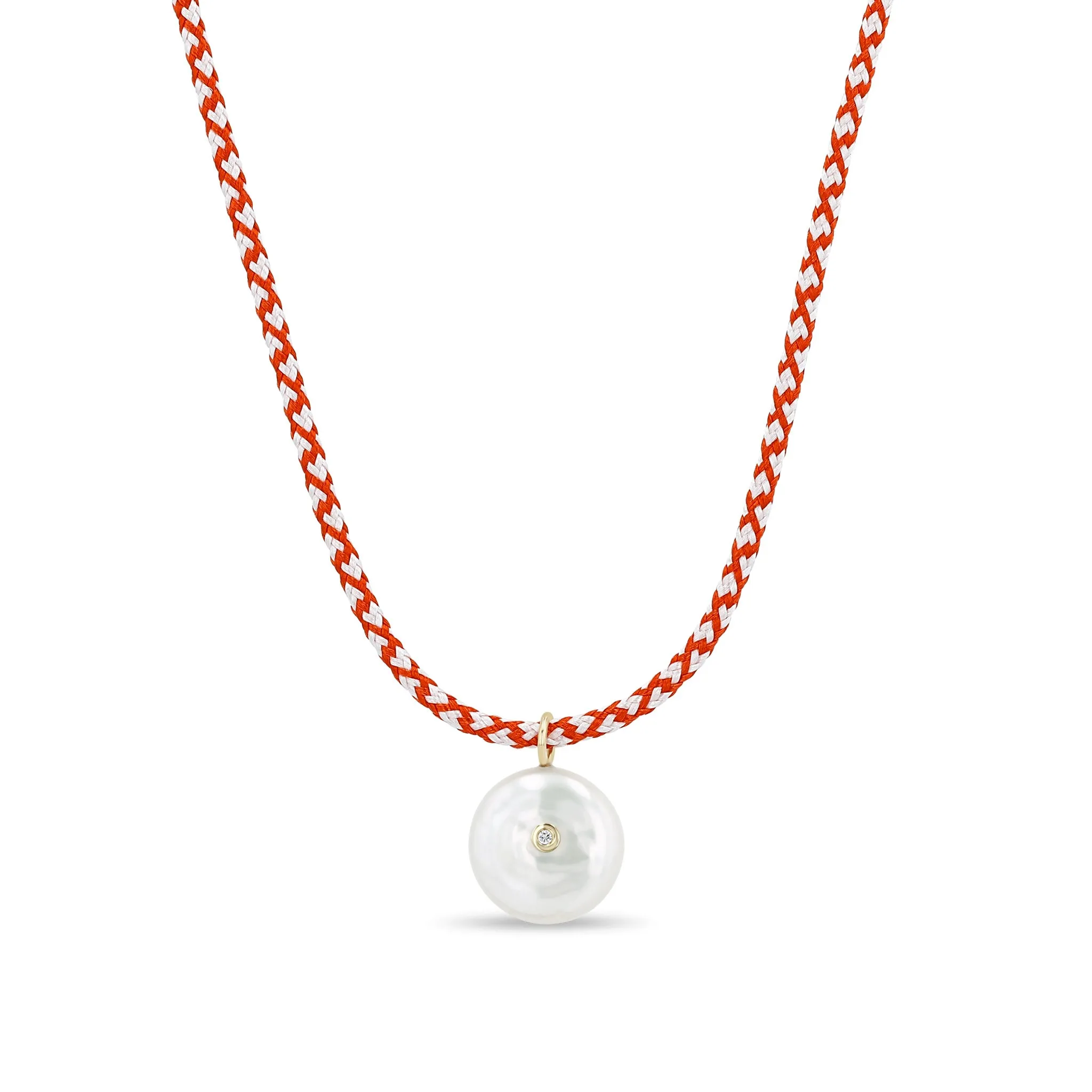 14k Reversible Black & White Diamond Pearl Disc Paracord Necklace sold by Zoe Chicco product image thumbnail 4