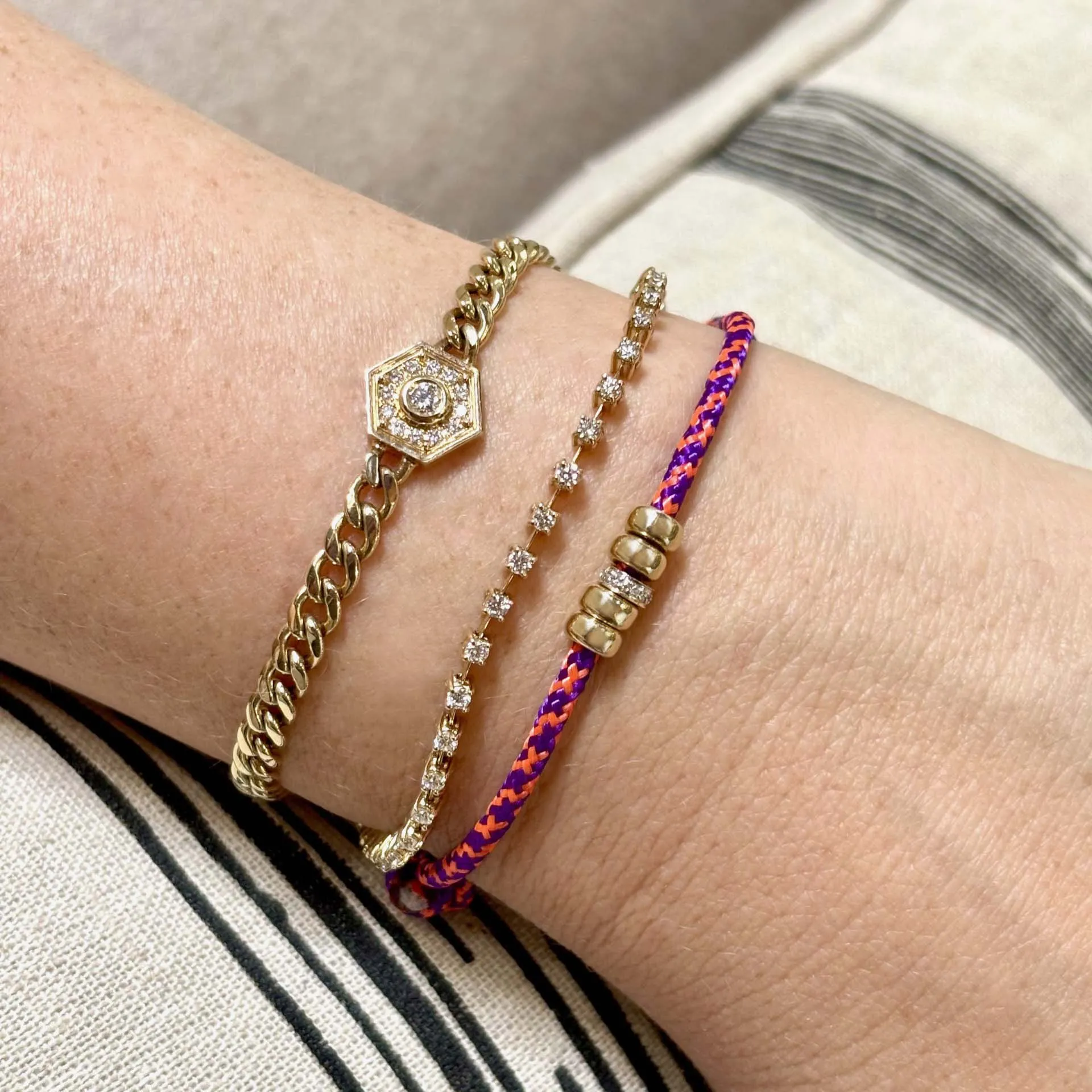 14k 5mm Gold & Diamond Rondelle Bead Paracord Bracelet sold by Zoe Chicco product image thumbnail 2