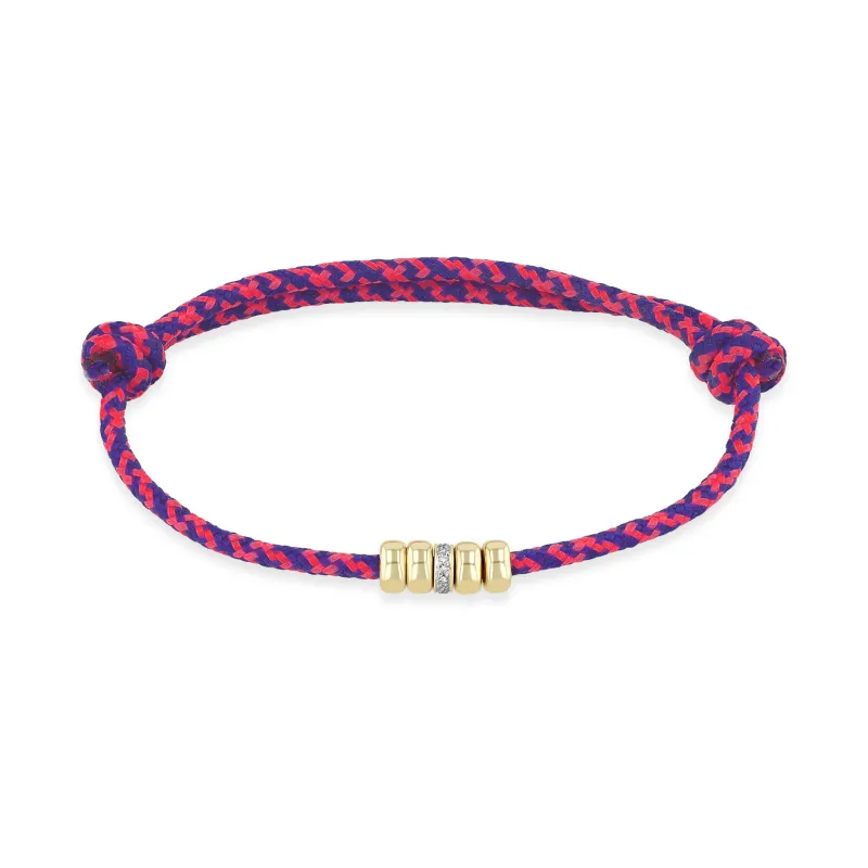 14k 5mm Gold & Diamond Rondelle Bead Paracord Bracelet sold by Zoe Chicco