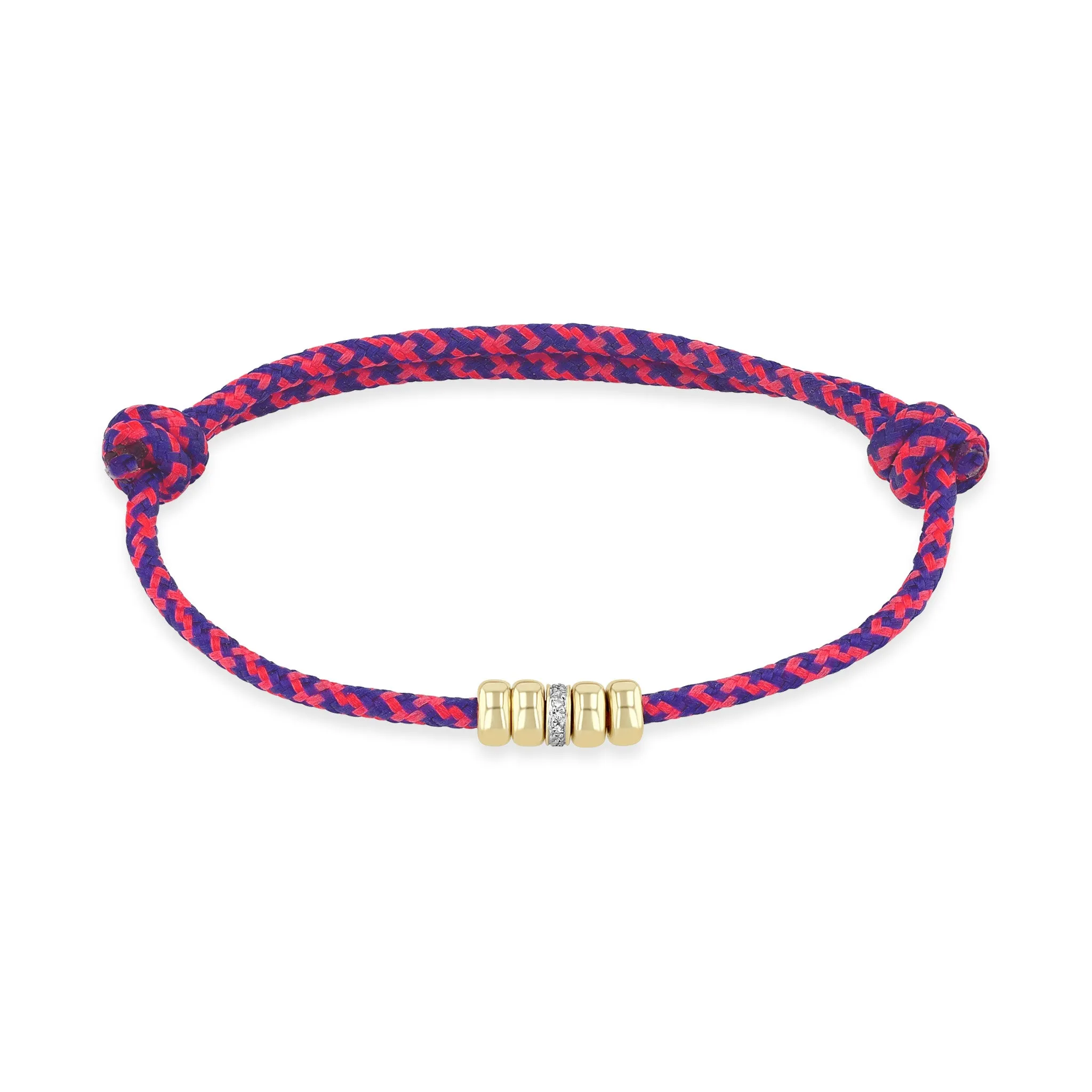 14k 5mm Gold & Diamond Rondelle Bead Paracord Bracelet sold by Zoe Chicco