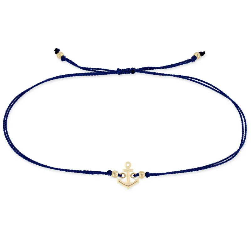 14k Midi Bitty Anchor Cord Bracelet sold by Zoe Chicco