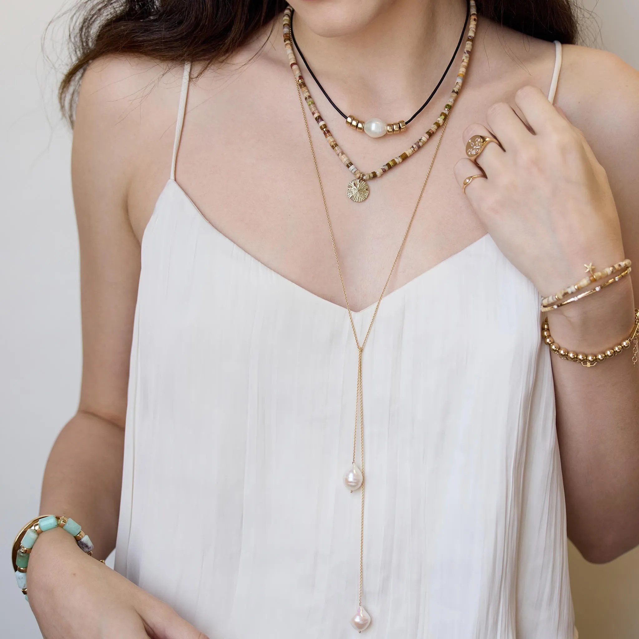 14k Double Baroque Pearl Wrap Around Lariat Necklace - SALE sold by Zoe Chicco product image thumbnail 2