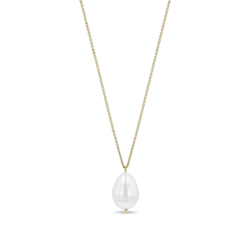 14k Baroque Pearl Long Pendant Necklace - SALE sold by Zoe Chicco