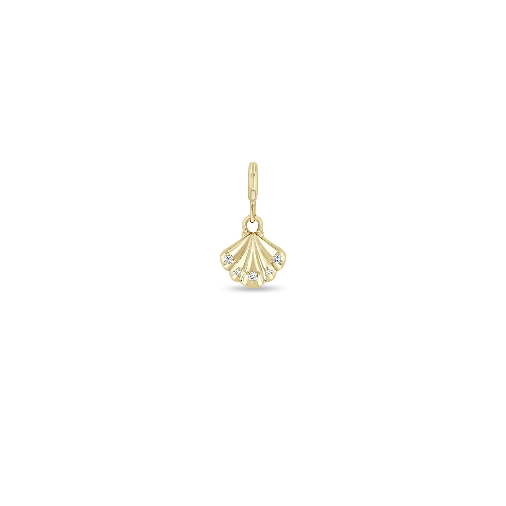 14k Single Gold & Diamond Seashell Charm Pendant sold by Zoe Chicco product image thumbnail 2