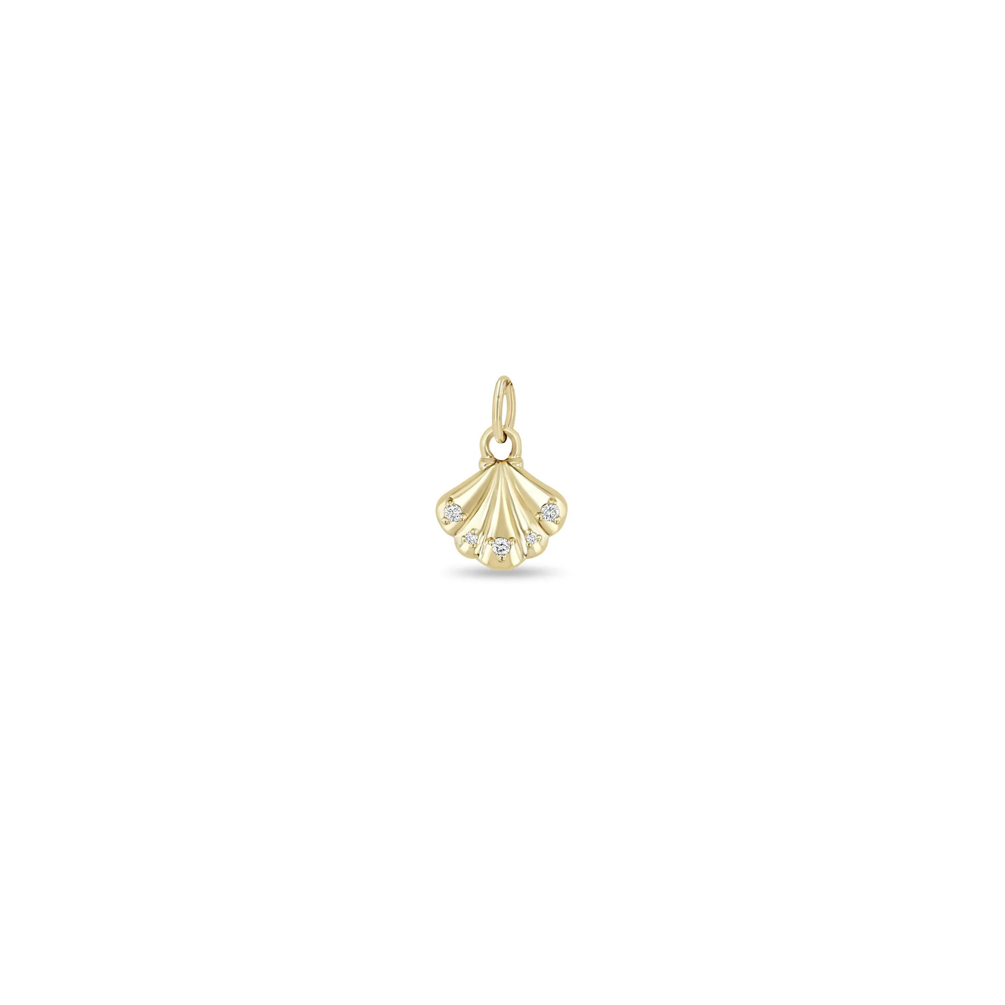 14k Single Gold & Diamond Seashell Charm Pendant sold by Zoe Chicco