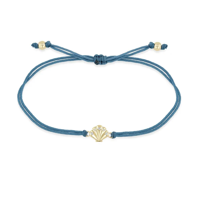 14k Gold & Diamond Seashell Thick Cord Bracelet sold by Zoe Chicco