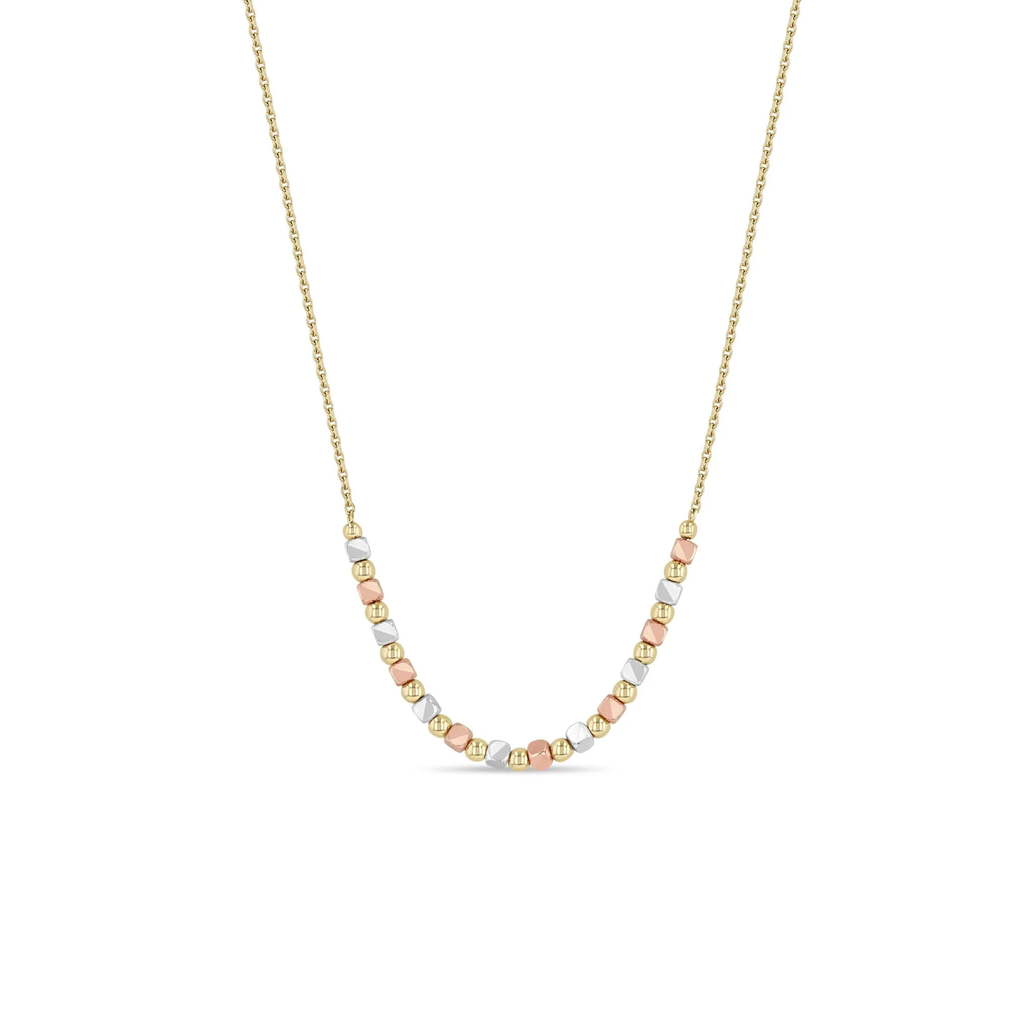 14k Mixed Gold Large Mixed Shape Bead Station Necklace - SALE sold by Zoe Chicco