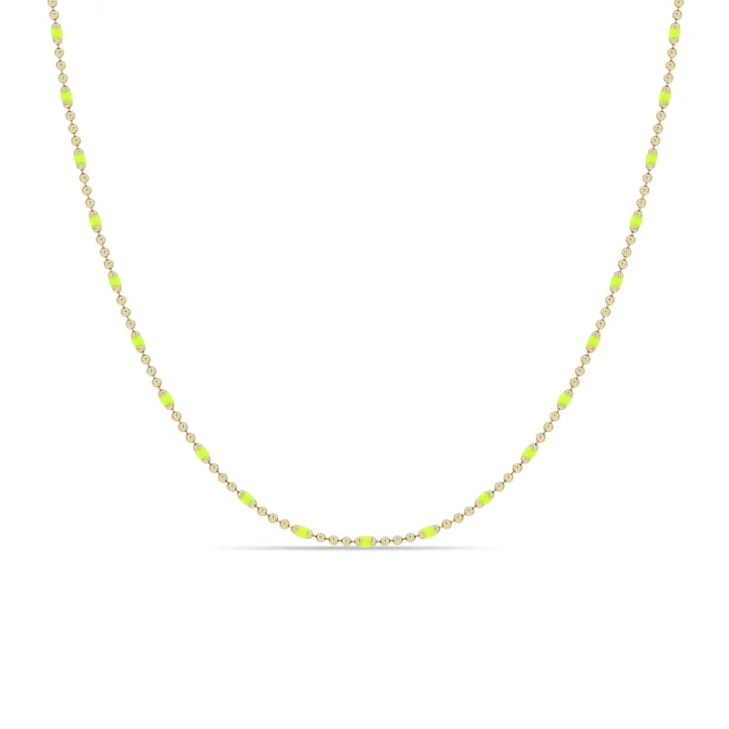 14k Gold & Neon Yellow Enamel Tube Bar Chain Necklace sold by Zoe Chicco
