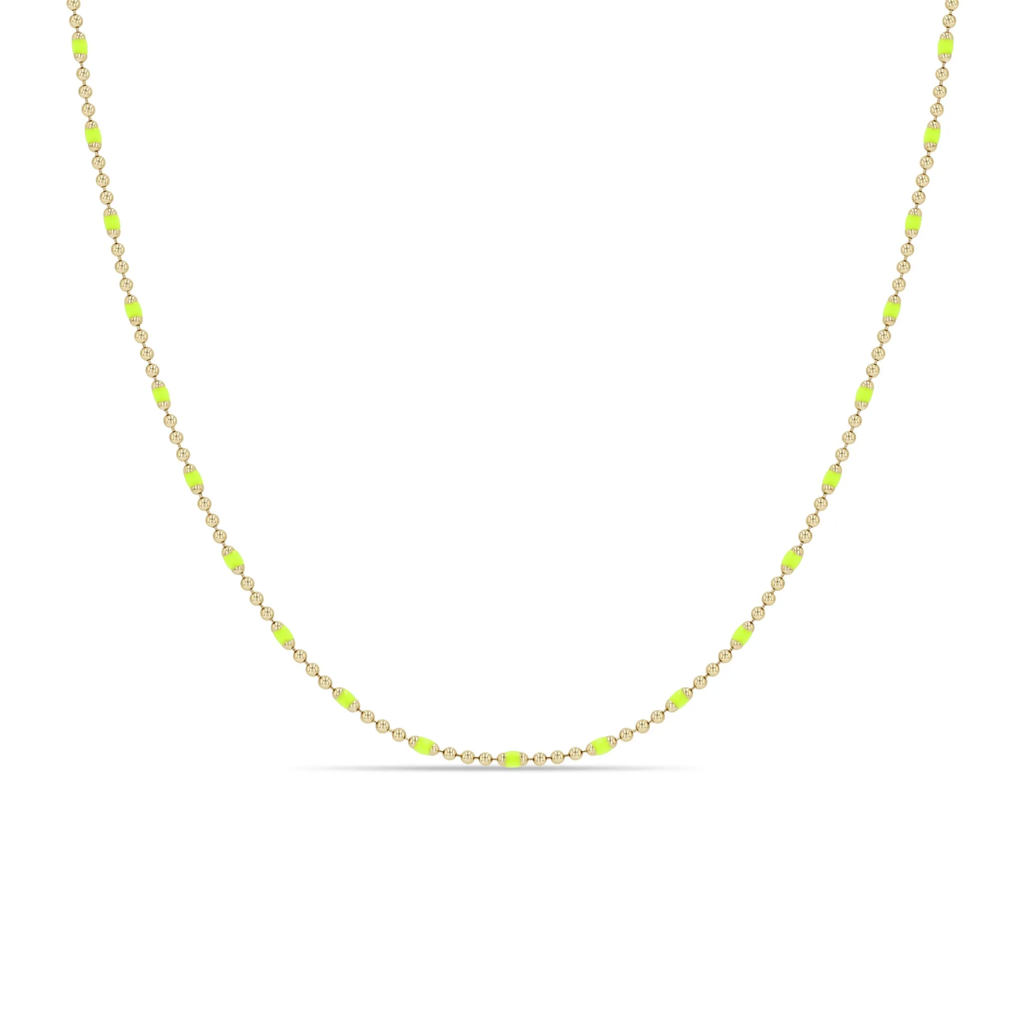 14k Gold & Neon Yellow Enamel Tube Bar Chain Necklace sold by Zoe Chicco