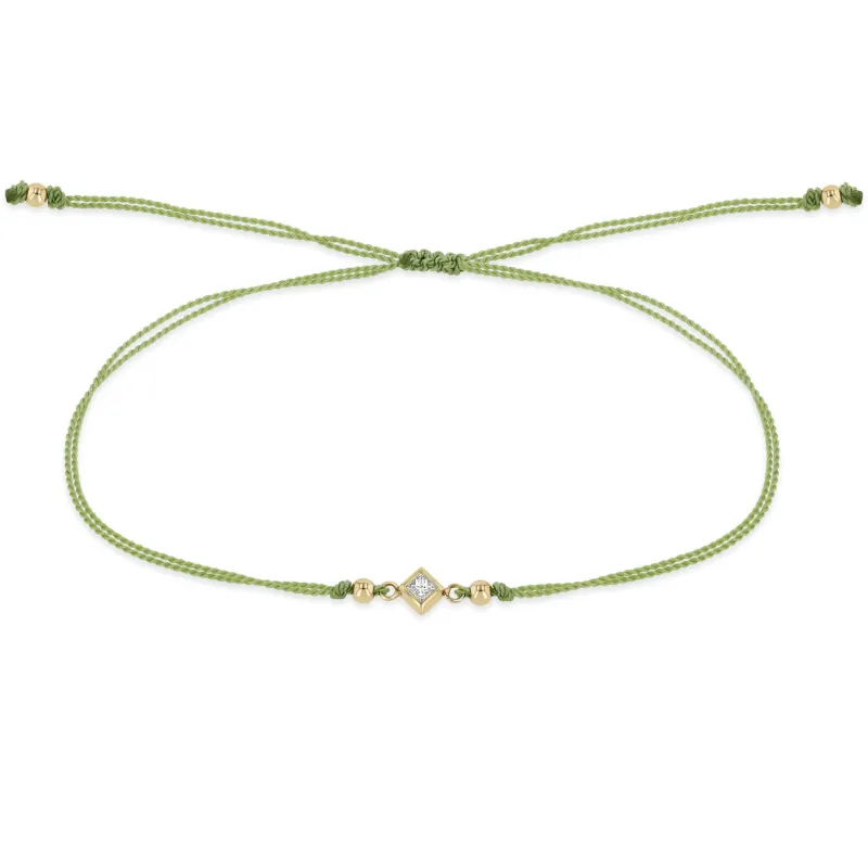14k Princess Diamond Bezel Cord Bracelet sold by Zoe Chicco