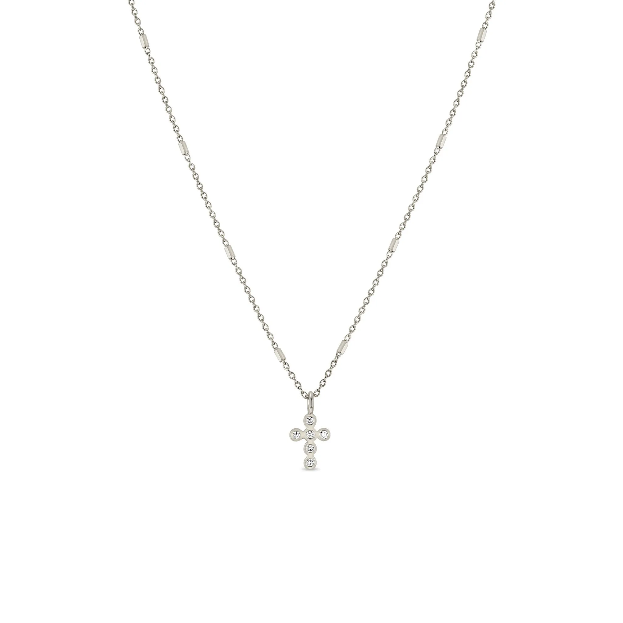14k Small Diamond Bezel Cross Pendant Necklace sold by Zoe Chicco product image thumbnail 2