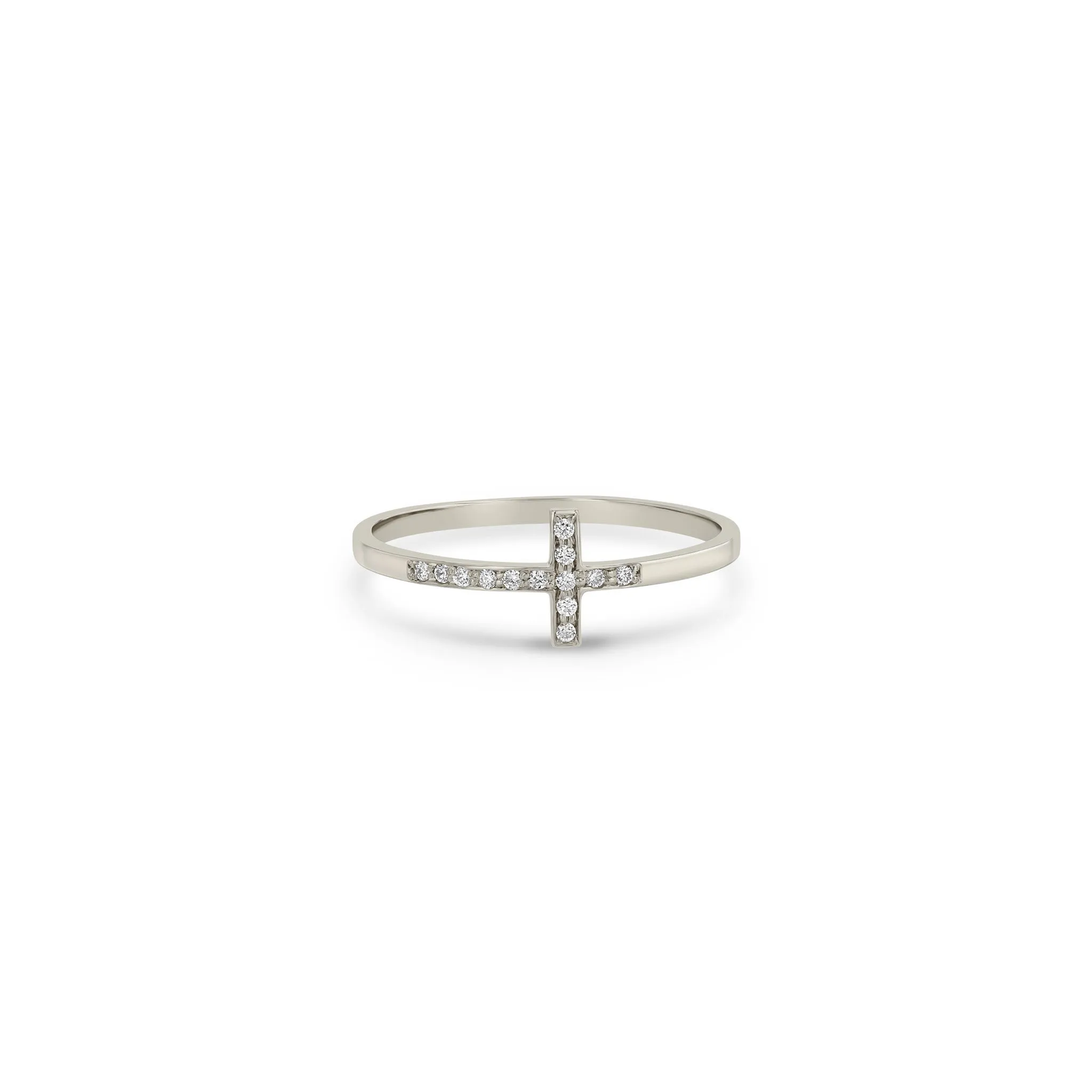 14k Horizontal Pavé Diamond Cross Band Ring sold by Zoe Chicco product image thumbnail 3