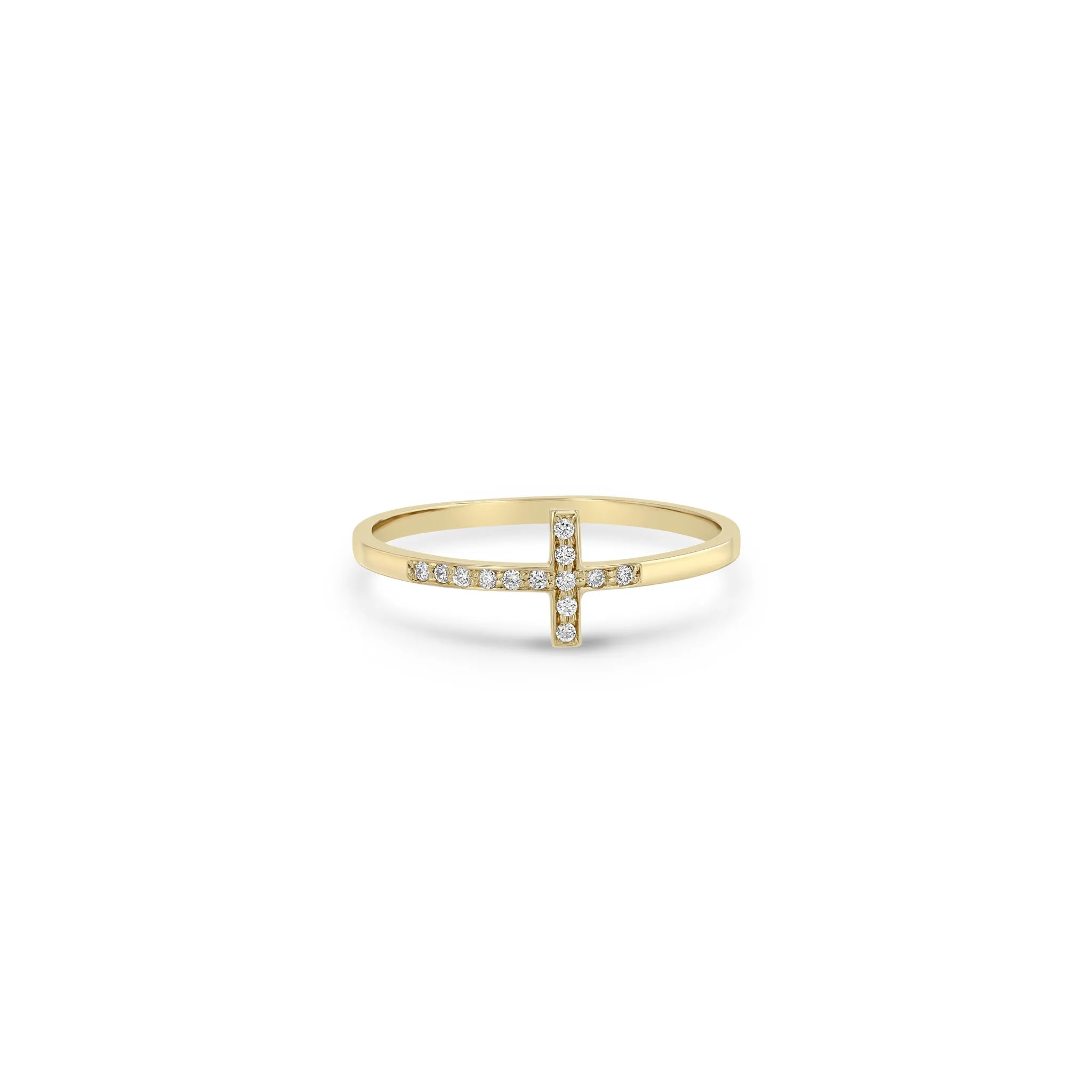 14k Horizontal Pavé Diamond Cross Band Ring sold by Zoe Chicco