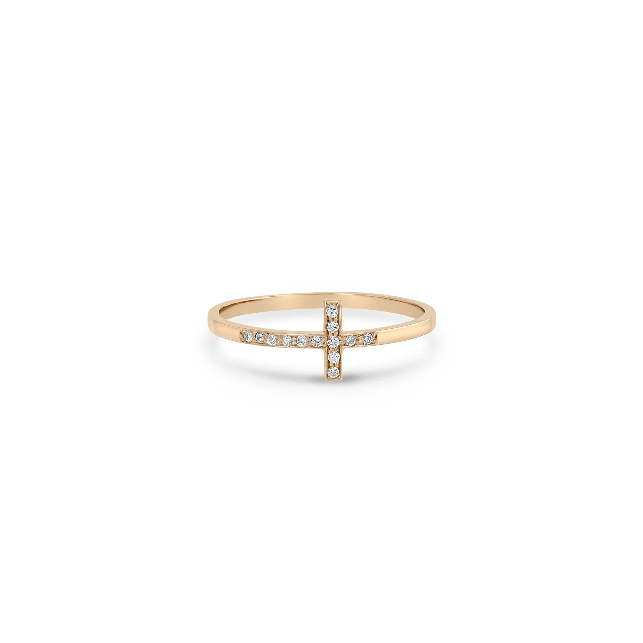 14k Horizontal Pavé Diamond Cross Band Ring sold by Zoe Chicco product image thumbnail 2