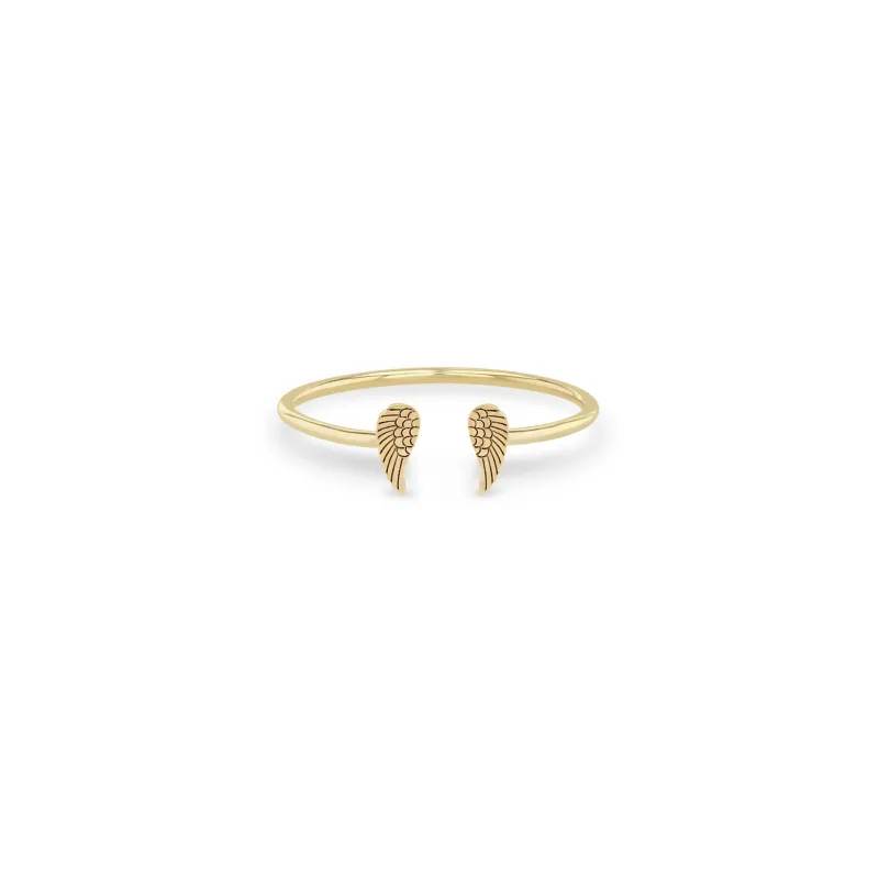 14k Itty Bitty Angel Wing Open Ring sold by Zoe Chicco