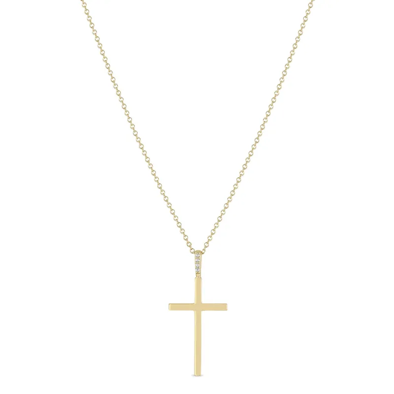 14k Large Cross Pendant with Diamond Bail Necklace sold by Zoe Chicco