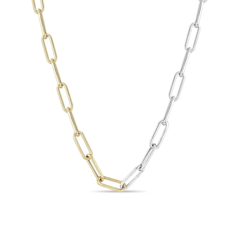 14k Two Tone Gold Large Paperclip Chain Necklace sold by Zoe Chicco